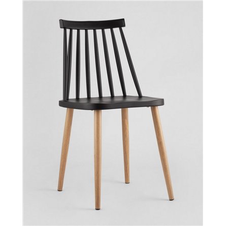 Комплект из четырех стульев|Stool Group|Морган черный, ножки металлические с принтом под дерево