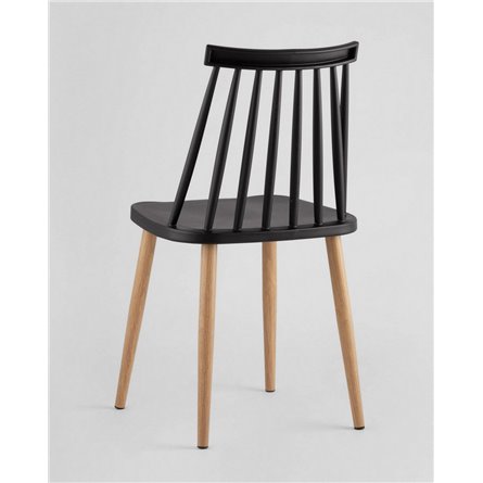 Комплект из четырех стульев|Stool Group|Морган черный, ножки металлические с принтом под дерево