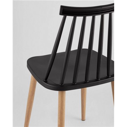 Комплект из четырех стульев|Stool Group|Морган черный, ножки металлические с принтом под дерево