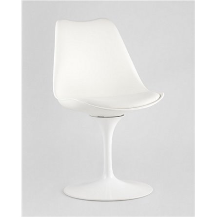 Комплект из двух стульев|Stool Group|Tulip белый, ножка металлическая, сиденье и спинка из пластика, сидушка мягкая из экокожи