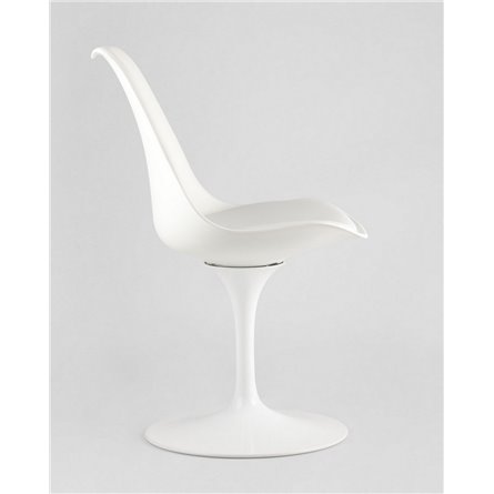 Комплект из двух стульев|Stool Group|Tulip белый, ножка металлическая, сиденье и спинка из пластика, сидушка мягкая из экокожи