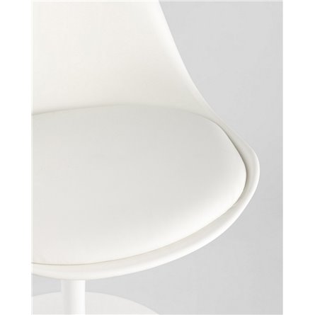 Комплект из двух стульев|Stool Group|Tulip белый, ножка металлическая, сиденье и спинка из пластика, сидушка мягкая из экокожи