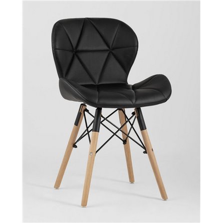 Комплект из четырех стульев|Stool Group|Бон экокожа черный ножки из массива бука