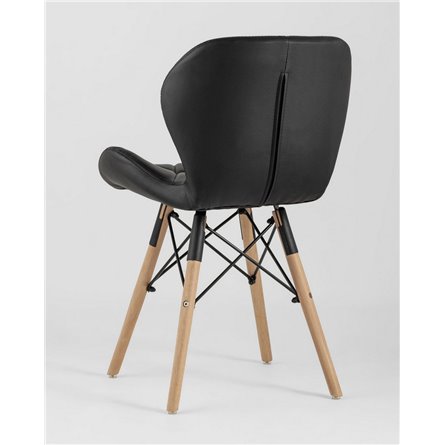 Комплект из четырех стульев|Stool Group|Бон экокожа черный ножки из массива бука