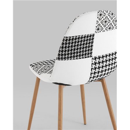 Комплект из четырех стульев|Stool Group|Валенсия SN пэчворк черно-белый, обивка ткань ножки металл с принтом под дерево