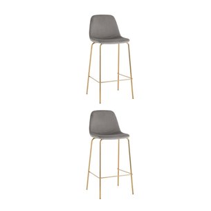 Стул барный Валенсия SN велюр серый золотые ножки 2 шт