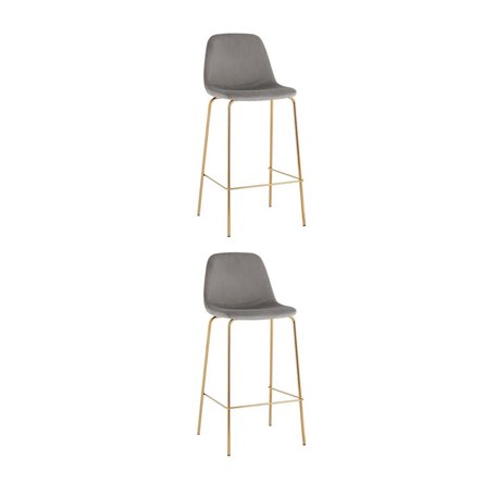 Стул барный Валенсия SN велюр серый золотые ножки 2 шт