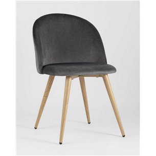 Комплект из четырех стульев|Stool Group|Лион серый, сиденье и спинка из серого велюра, каркас из оцинкованного металла с принтом