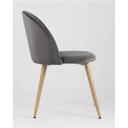 Комплект из четырех стульев|Stool Group|Лион серый, сиденье и спинка из серого велюра, каркас из оцинкованного металла с принтом