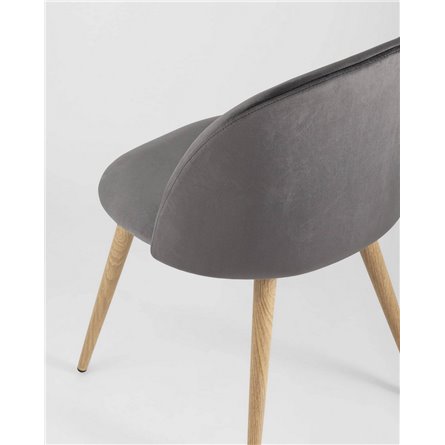 Комплект из четырех стульев|Stool Group|Лион серый, сиденье и спинка из серого велюра, каркас из оцинкованного металла с принтом