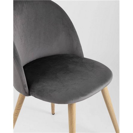 Комплект из четырех стульев|Stool Group|Лион серый, сиденье и спинка из серого велюра, каркас из оцинкованного металла с принтом