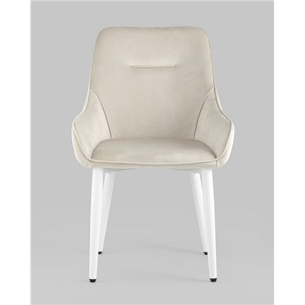 Комплект из четырех стульев|Stool Group|Диана велюр цвет кремовый ножки белые из металла