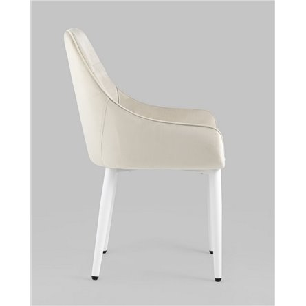 Комплект из четырех стульев|Stool Group|Диана велюр цвет кремовый ножки белые из металла