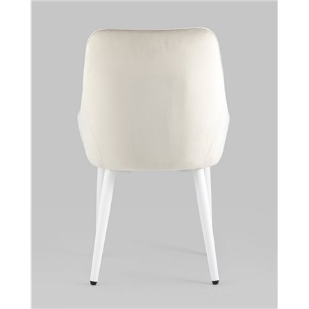 Комплект из четырех стульев|Stool Group|Диана велюр цвет кремовый ножки белые из металла