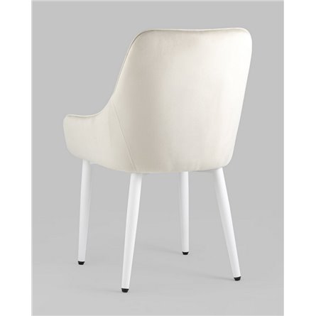 Комплект из четырех стульев|Stool Group|Диана велюр цвет кремовый ножки белые из металла