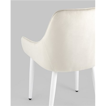 Комплект из четырех стульев|Stool Group|Диана велюр цвет кремовый ножки белые из металла