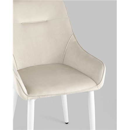 Комплект из четырех стульев|Stool Group|Диана велюр цвет кремовый ножки белые из металла