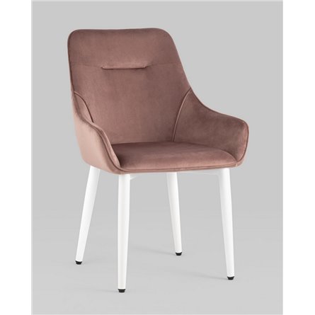 Комплект из четырех стульев|Stool Group|Диана велюр пыльно-розовый ножки белые из металла