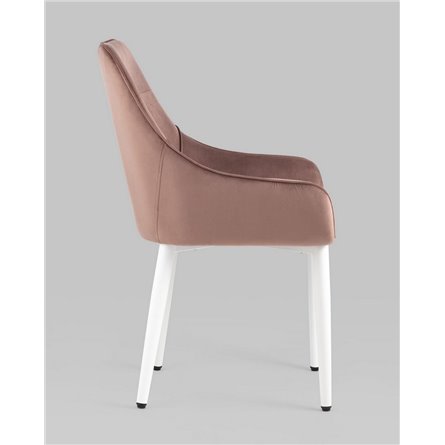 Комплект из четырех стульев|Stool Group|Диана велюр пыльно-розовый ножки белые из металла