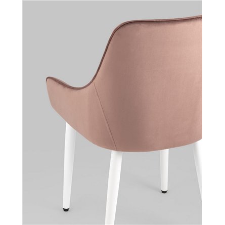 Комплект из четырех стульев|Stool Group|Диана велюр пыльно-розовый ножки белые из металла
