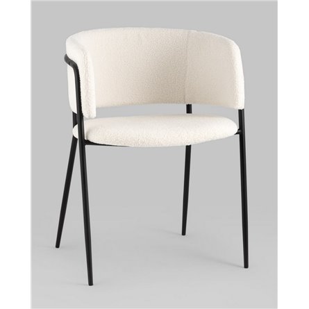 Комплект из двух стульев|Stool Group|Нэлли ткань букле белый ножки металл черные