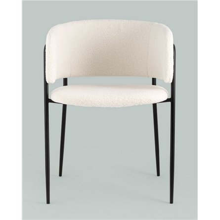 Комплект из двух стульев|Stool Group|Нэлли ткань букле белый ножки металл черные