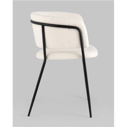 Комплект из двух стульев|Stool Group|Нэлли ткань букле белый ножки металл черные