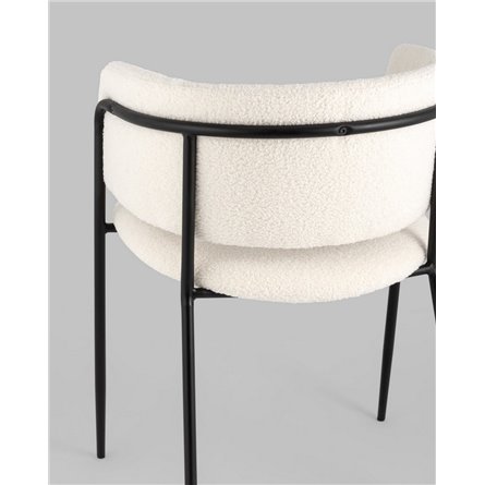 Комплект из двух стульев|Stool Group|Нэлли ткань букле белый ножки металл черные