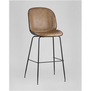 Комплект из двух стульев|Stool Group|Beetle со спинкой бежевый, экокожа, каркас металлический 2 шт