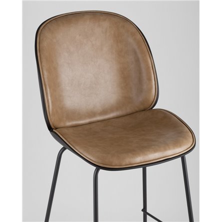 Комплект из двух стульев|Stool Group|Beetle со спинкой бежевый, экокожа, каркас металлический 2 шт