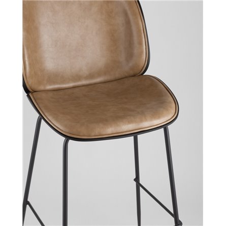 Комплект из двух стульев|Stool Group|Beetle со спинкой бежевый, экокожа, каркас металлический 2 шт