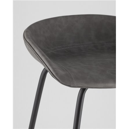 Комплект из двух стульев|Stool Group|Beetle Lite PU серый, металлический каркас, черные ножки 2 шт