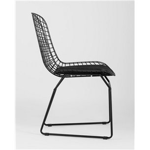 Комплект из четырех стульев|Stool Group|Bertoia металлический черный с черной подушкой из экокожи