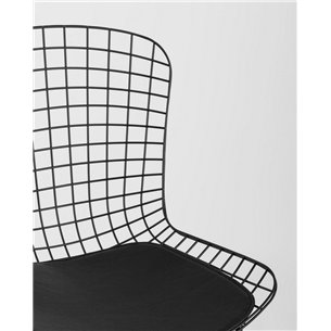 Комплект из четырех стульев|Stool Group|Bertoia металлический черный с черной подушкой из экокожи