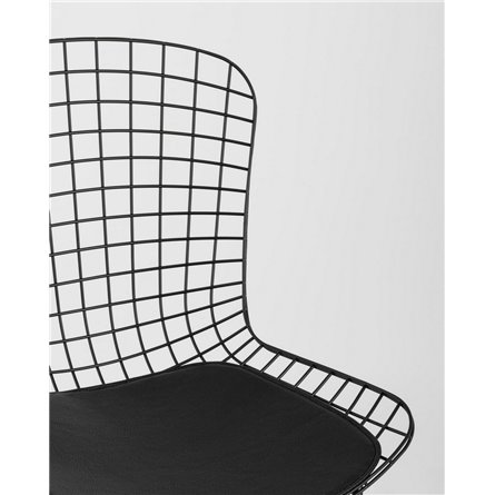 Комплект из четырех стульев|Stool Group|Bertoia металлический черный с черной подушкой из экокожи