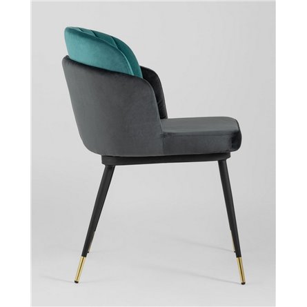 Комплект из двух стульев|Stool Group|Пенелопа велюр бирюзовый серый ножки металл 2 шт