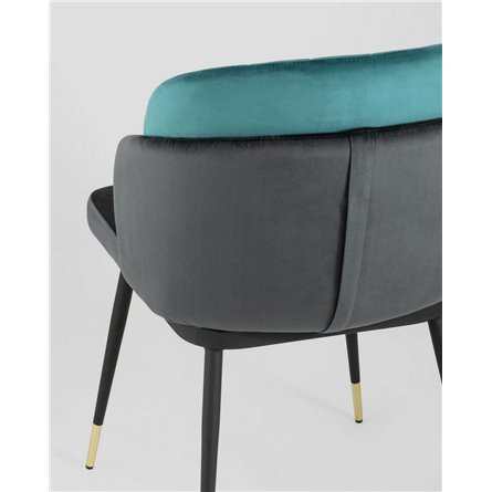 Комплект из двух стульев|Stool Group|Пенелопа велюр бирюзовый серый ножки металл 2 шт