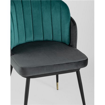 Комплект из двух стульев|Stool Group|Пенелопа велюр бирюзовый серый ножки металл 2 шт