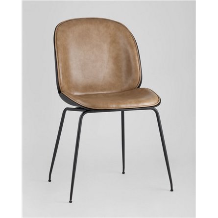 Комплект из двух стульев|Stool Group|Beetle PU бежевый, металлический каркас, черные ножки 2 шт