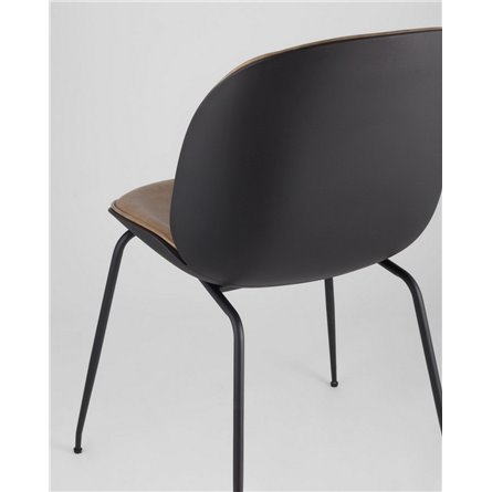Комплект из двух стульев|Stool Group|Beetle PU бежевый, металлический каркас, черные ножки 2 шт