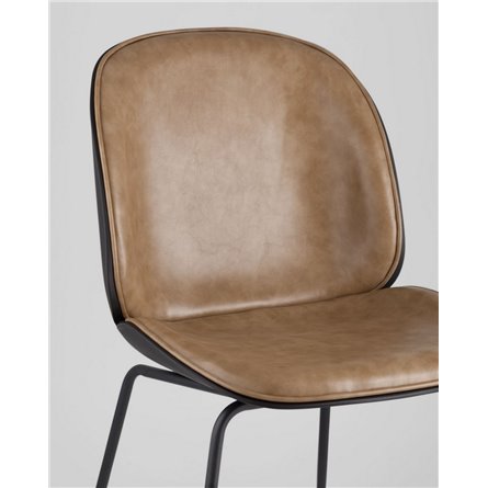 Комплект из двух стульев|Stool Group|Beetle PU бежевый, металлический каркас, черные ножки 2 шт