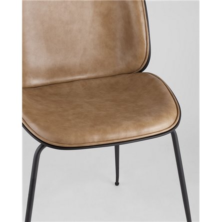 Комплект из двух стульев|Stool Group|Beetle PU бежевый, металлический каркас, черные ножки 2 шт