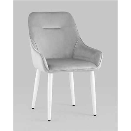 Комплект из четырех стульев|Stool Group|Диана велюр цвет серый ножки белые из металла
