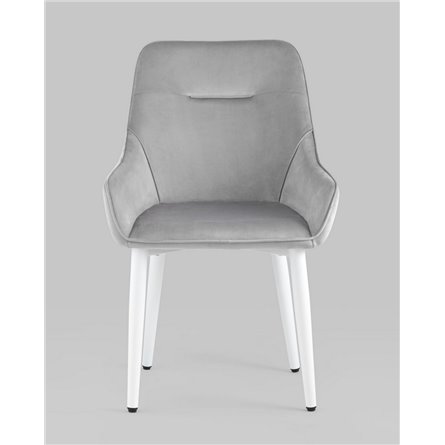 Комплект из четырех стульев|Stool Group|Диана велюр цвет серый ножки белые из металла
