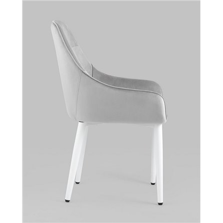 Комплект из четырех стульев|Stool Group|Диана велюр цвет серый ножки белые из металла