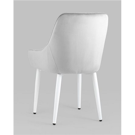 Комплект из четырех стульев|Stool Group|Диана велюр цвет серый ножки белые из металла