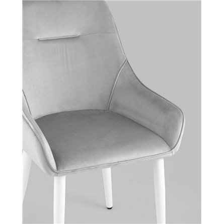 Комплект из четырех стульев|Stool Group|Диана велюр цвет серый ножки белые из металла