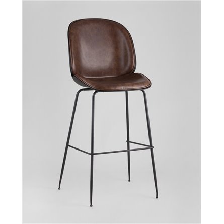 Комплект из двух стульев|Stool Group|Beetle со спинкой коричневый, экокожа, каркас металлический 2 шт