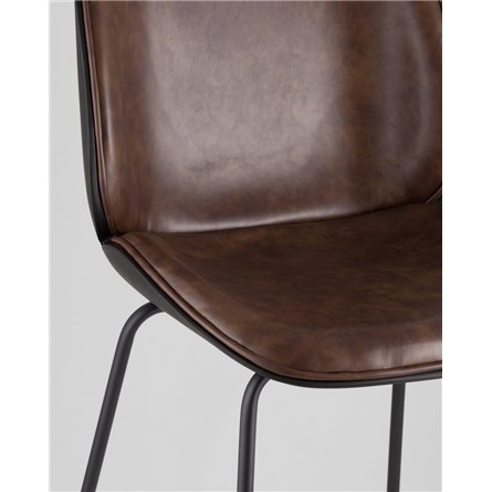 Комплект из двух стульев|Stool Group|Beetle со спинкой коричневый, экокожа, каркас металлический 2 шт