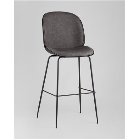 Комплект из двух стульев|Stool Group|Beetle со спинкой серый, экокожа, каркас металлический 2 шт